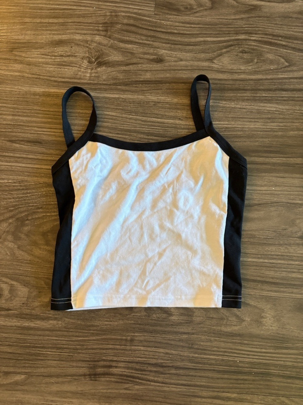 Colorblock White & Black Cropped Tank Top